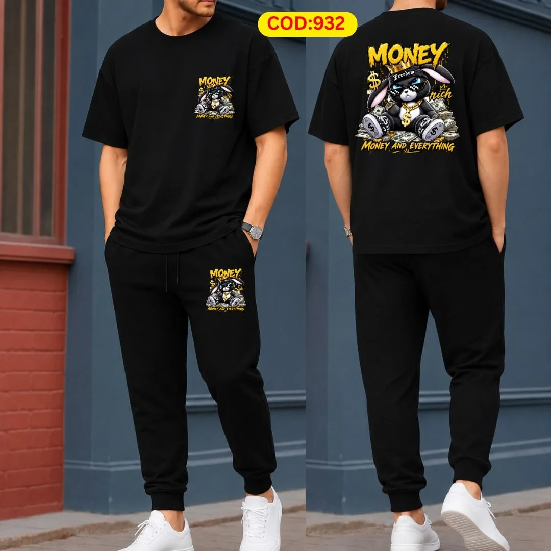 Stylish Drop Shoulder 100% Cotton T-Shirt & Trouser Combo set