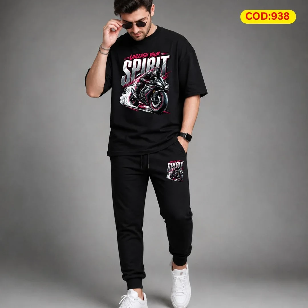 Stylish Drop Shoulder 100% Cotton T-Shirt & Trouser Combo set