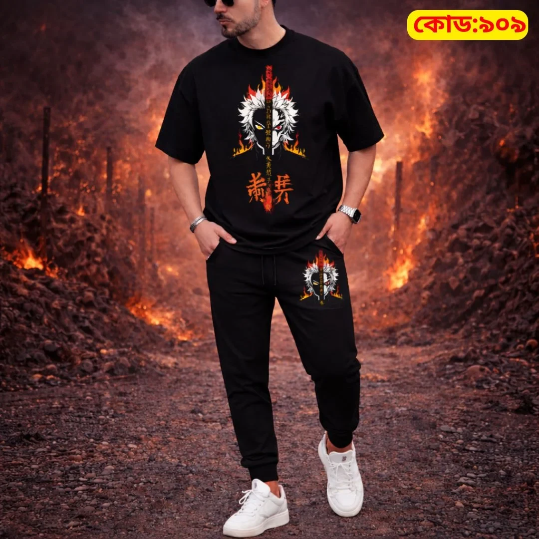Stylish Drop Shoulder 100% Cotton T-Shirt & Trouser Combo set