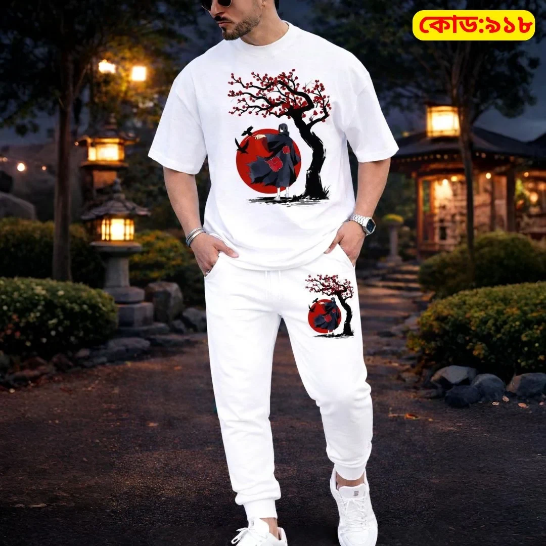 Stylish Drop Shoulder 100% Cotton T-Shirt & Trouser Combo set