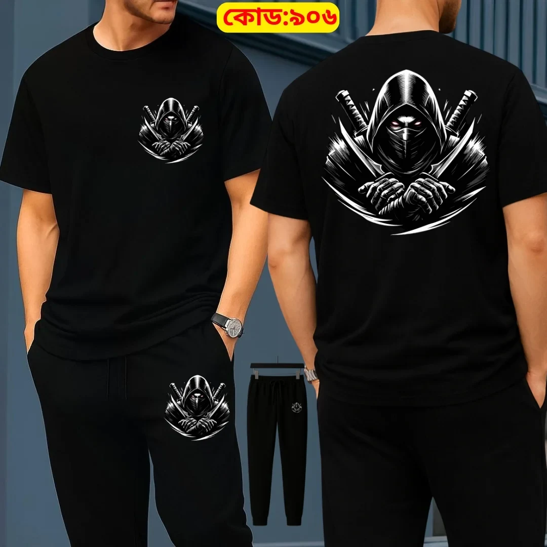 Stylish Drop Shoulder 100% Cotton T-Shirt & Trouser Combo set