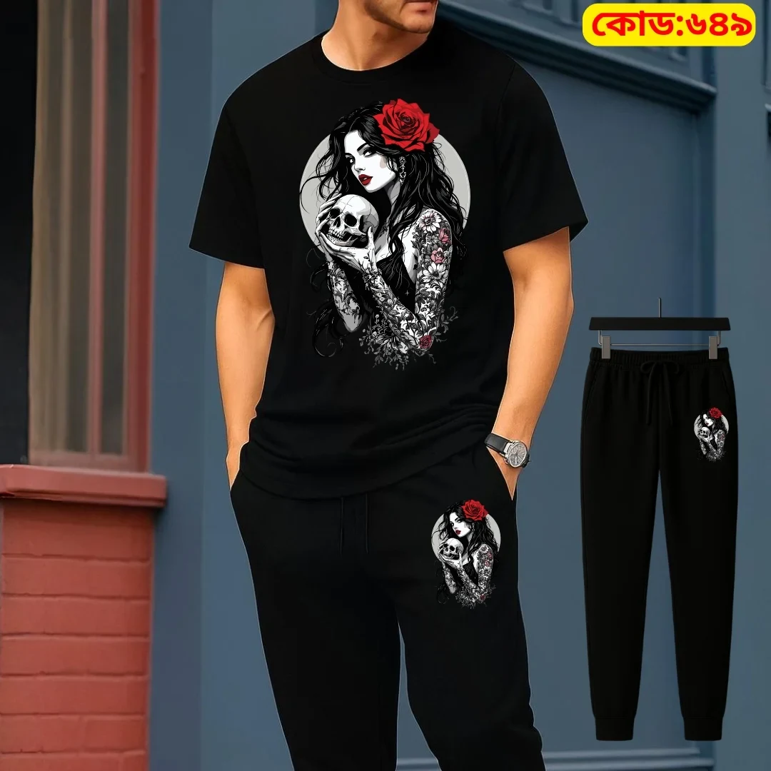Stylish Drop Shoulder 100% Cotton T-Shirt & Trouser Combo set