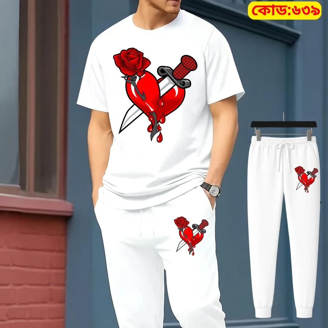 Stylish Drop Shoulder 100% Cotton T-Shirt & Trouser Combo set