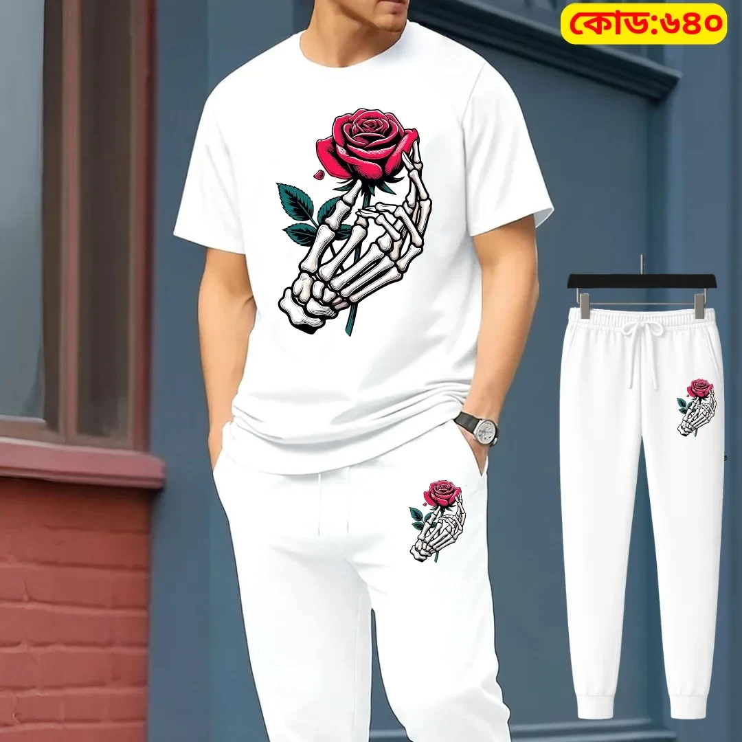Stylish Drop Shoulder 100% Cotton T-Shirt & Trouser Combo set