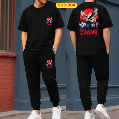 Stylish Drop Shoulder 100% Cotton T-Shirt & Trouser Combo set fire eagle eadition