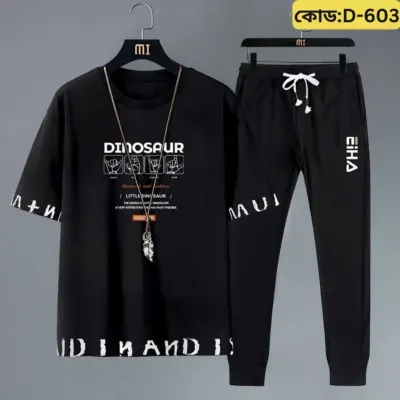 Stylish Drop Shoulder 100% Cotton T-Shirt & Trouser Combo set