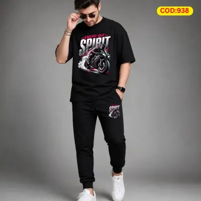 Stylish Drop Shoulder 100% Cotton T-Shirt & Trouser Combo set