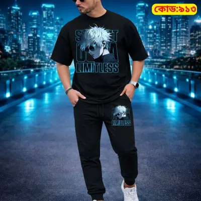Stylish Drop Shoulder 100% Cotton T-Shirt & Trouser Combo set