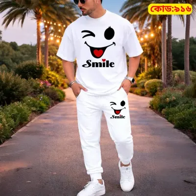 Stylish Drop Shoulder 100% Cotton T-Shirt & Trouser Combo set