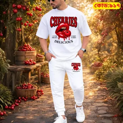 Stylish Drop Shoulder 100% Cotton T-Shirt & Trouser Combo set