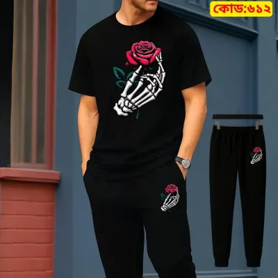 Stylish Drop Shoulder 100% Cotton T-Shirt & Trouser Combo set