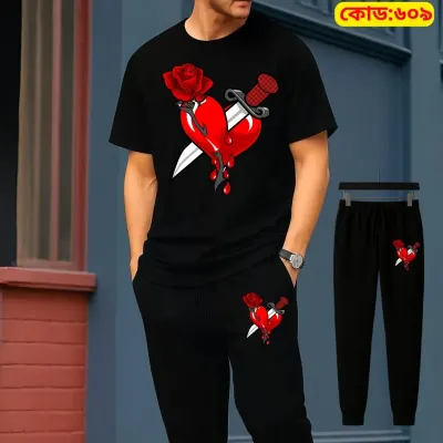 Stylish Drop Shoulder 100% Cotton T-Shirt & Trouser Combo set