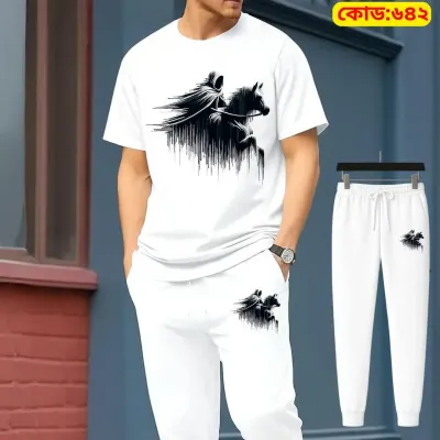 Stylish Drop Shoulder 100% Cotton T-Shirt & Trouser Combo set