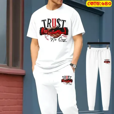 Stylish Drop Shoulder 100% Cotton T-Shirt & Trouser Combo set