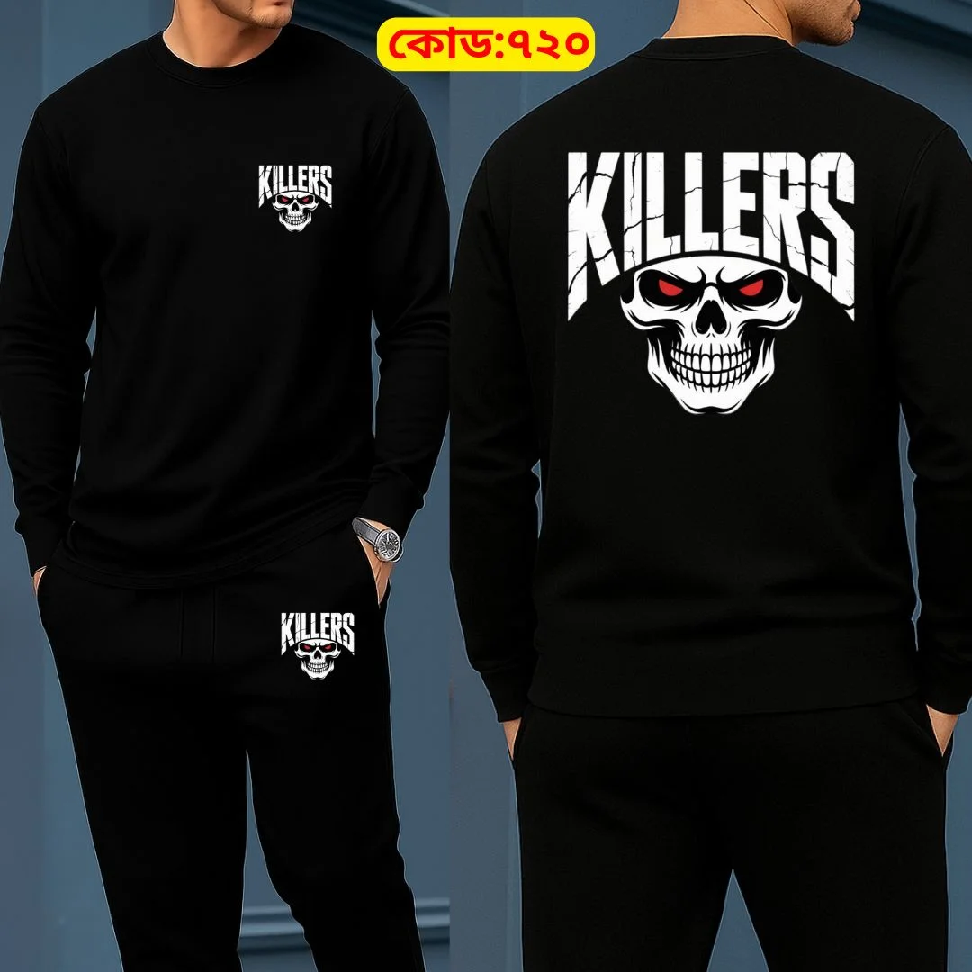 Long Sleeve Drop Shoulder Tshirt and Trouser Set – Killers Skull Edition