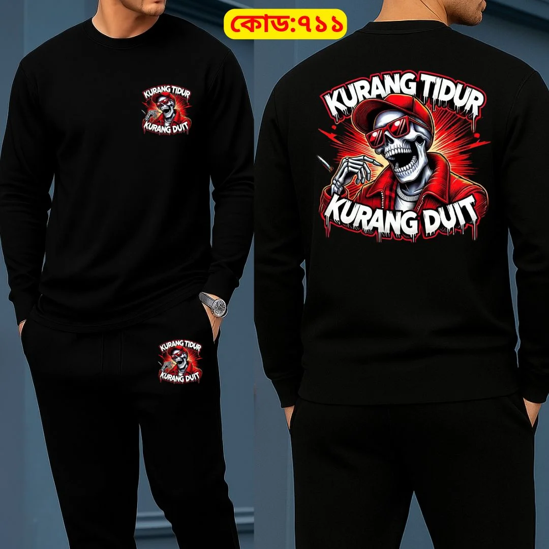 Long Sleeve Drop Shoulder Tshirt and Trouser Set – Kurang Duit Edition