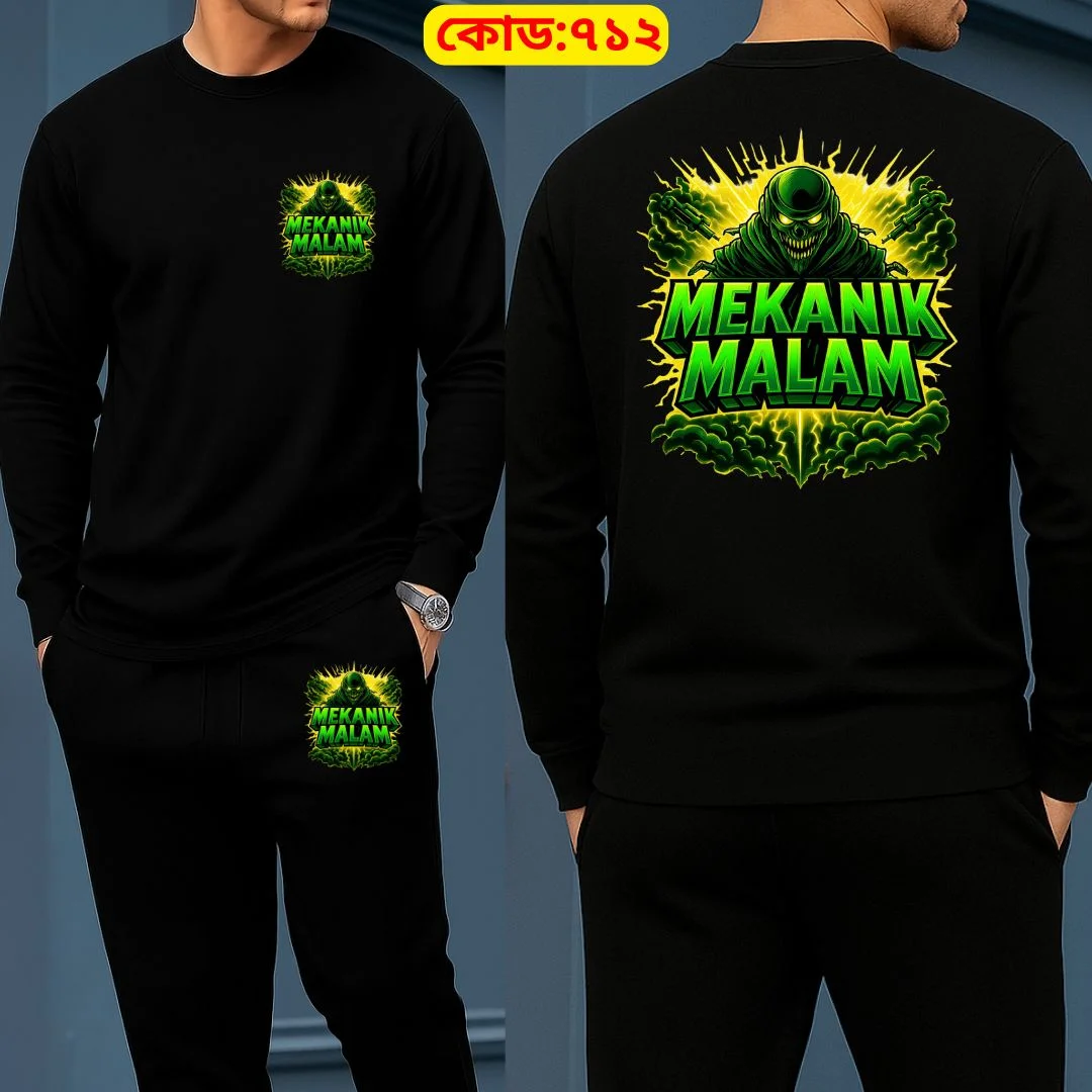 Long Sleeve Drop Shoulder Tshirt and Trouser Set – Mekanik Malam Edition