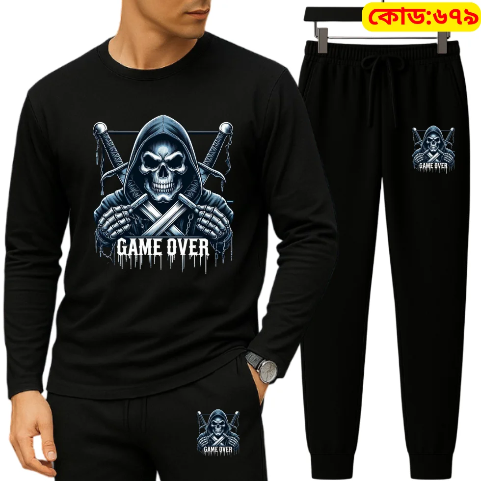 Long Sleeve Drop Shoulder Tshirt and Trouser Set – Game Over Edition