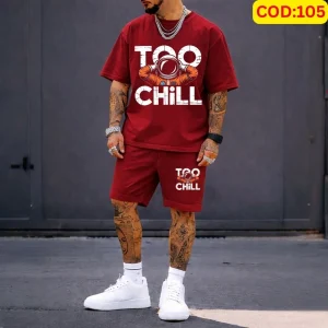Stylish Men’s Summer T-Shirt & Shorts Combo Set - Red Too Chill Edition