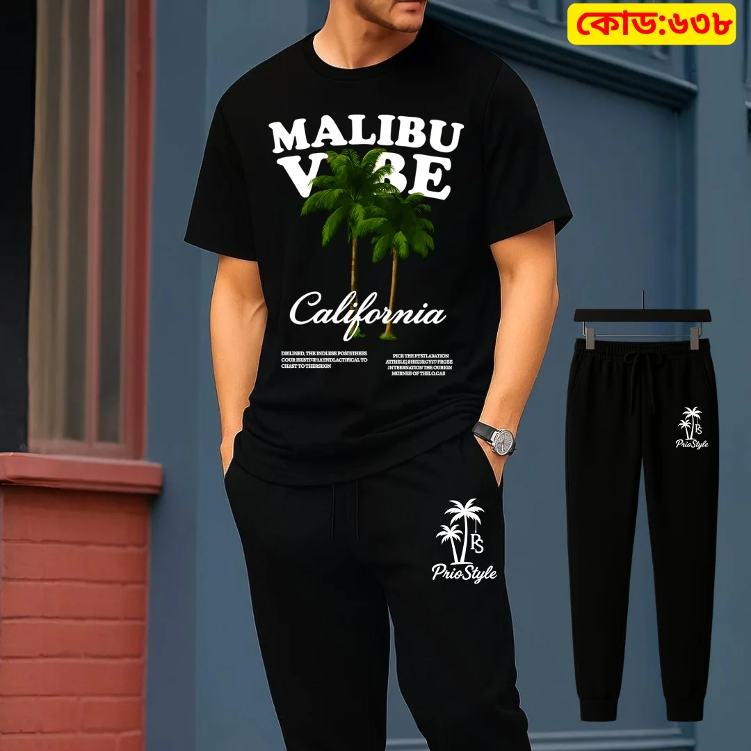Stylish Drop Shoulder 100% Cotton T-Shirt & Trouser Combo-Malibu Edition