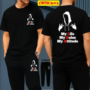 Stylish Drop Shoulder 100% Cotton T-Shirt & Trouser Combo - Life Edition