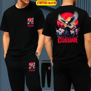 Stylish Drop Shoulder 100% Cotton T-Shirt & Trouser Combo - Eagle Edition