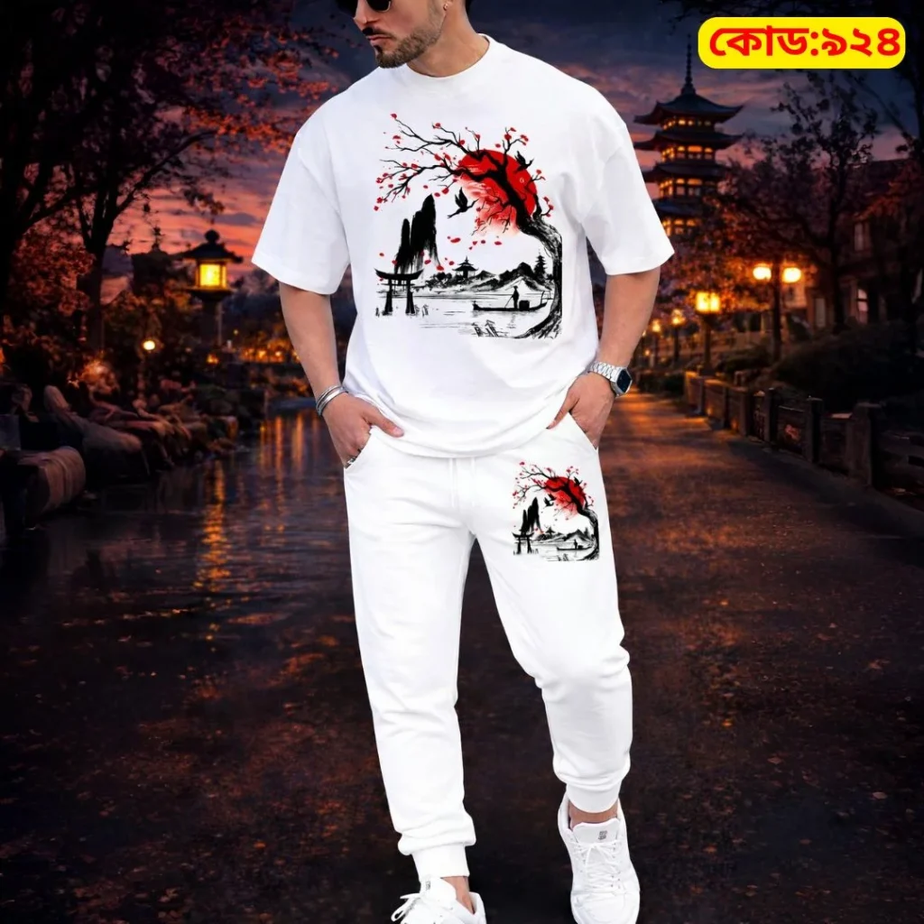 Stylish Drop Shoulder 100% Cotton T-Shirt & Trouser Combo-Village Edition